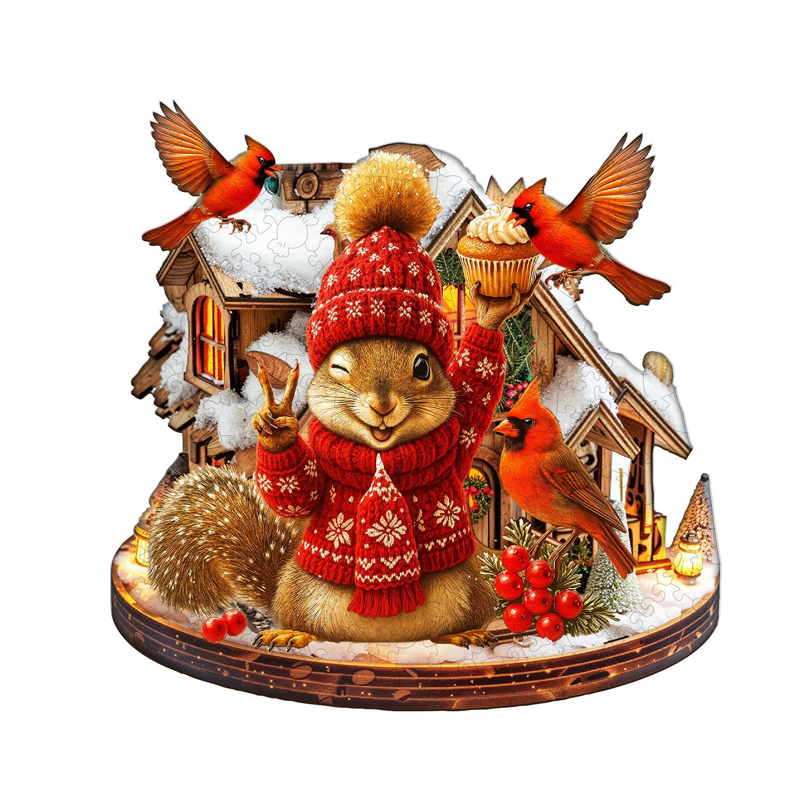 Joyful Squirrel Wooden Jigsaw Puzzle