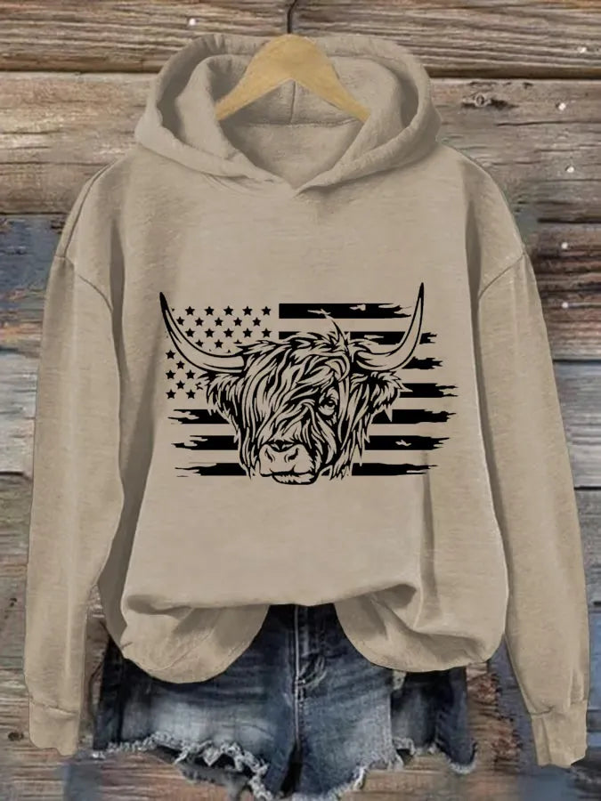 Women's Highland Cows Print Casual Hoodie