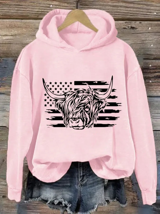 Women's Highland Cows Print Casual Hoodie