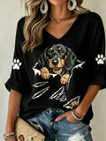 Women's Dog Print Casual T-Shirt