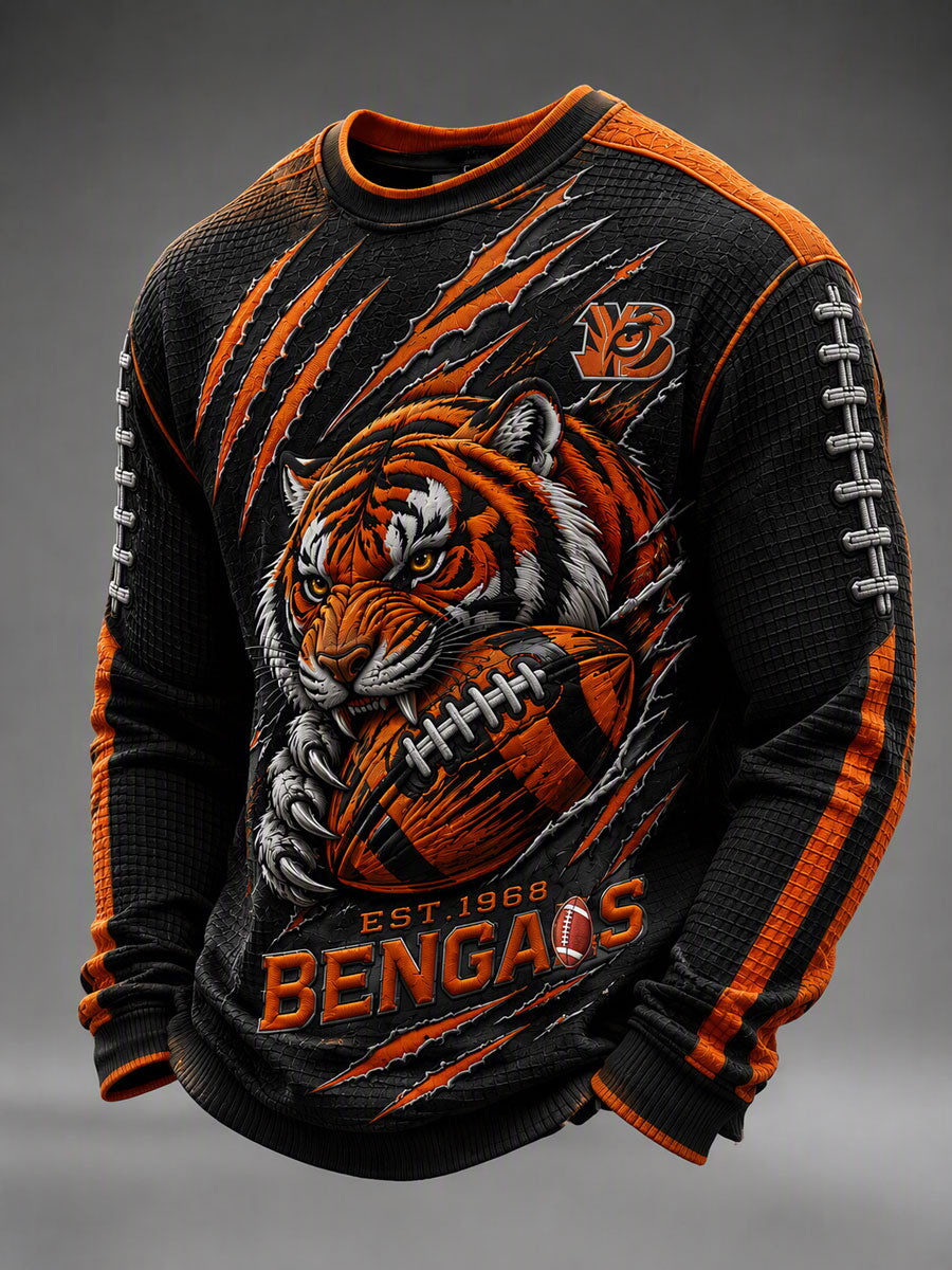 Men'S Football Printed Waffle Sweatshirt