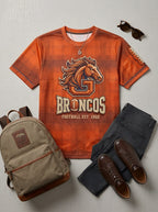 Men's Denver Broncos Football Plaid Pattern Printed T-shirt
