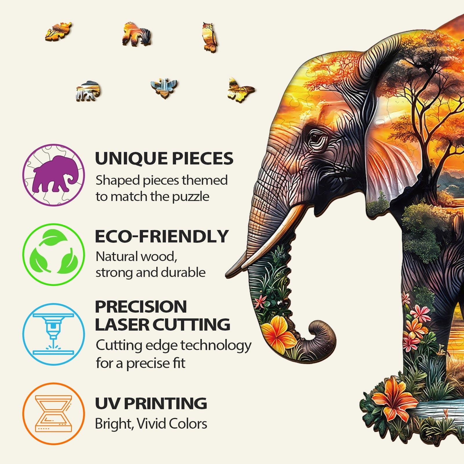 African elephant Wooden Jigsaw Puzzle