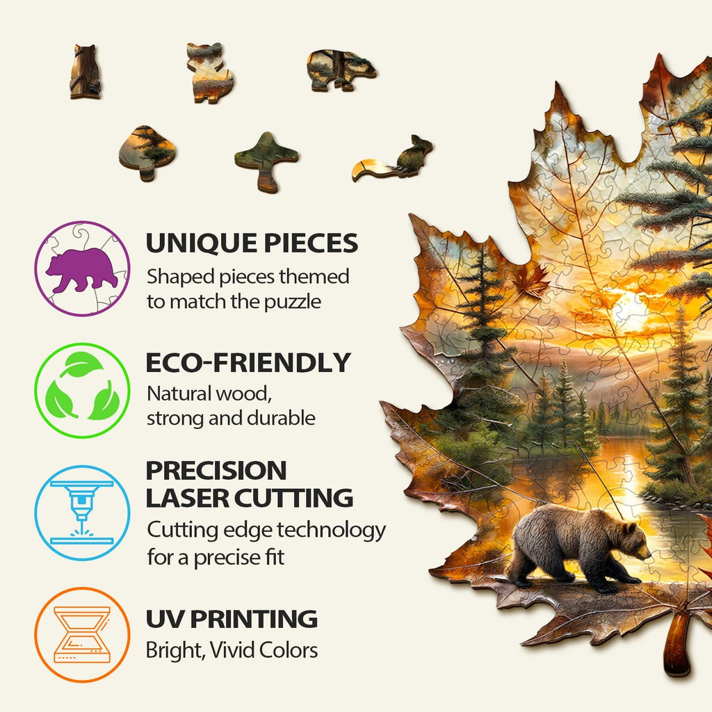 Brown Bear Autumn Wooden Jigsaw Puzzle