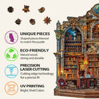 Gothic Revival Bookstore Wooden Jigsaw Puzzle