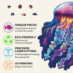 Watercolor Jellyfish Wooden Jigsaw Puzzle