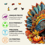Colorful Turkey Wooden Jigsaw Puzzle