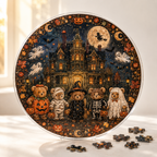 Halloween Acrylic Jigsaw Puzzle Suncatcher - Costumed Teddy Bears Group