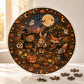 Halloween Acrylic Jigsaw Puzzle Suncatcher - Woodland Pumpkin Party
