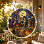 Halloween Acrylic Jigsaw Puzzle Suncatcher - Dancing Skeletons Celebration