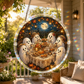 Halloween Acrylic Jigsaw Puzzle Suncatcher - Cute Ghosts Tea Party