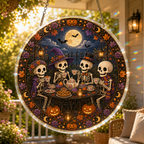 Halloween Acrylic Jigsaw Puzzle Suncatcher - Skeleton Tea Party