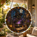 Halloween Acrylic Jigsaw Puzzle Suncatcher - Black Cat Witch Brewing Potion