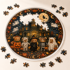 Halloween Acrylic Jigsaw Puzzle Suncatcher - Costumed Teddy Bears Group