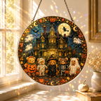 Halloween Acrylic Jigsaw Puzzle Suncatcher - Costumed Teddy Bears Group