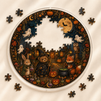 Halloween Acrylic Jigsaw Puzzle Suncatcher - Forest Animals Magic Cottage