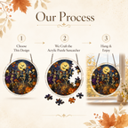 Halloween Acrylic Jigsaw Puzzle Suncatcher - Dancing Skeletons Celebration