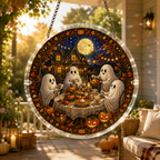 Halloween Acrylic Jigsaw Puzzle Suncatcher - Ghost Dinner Party