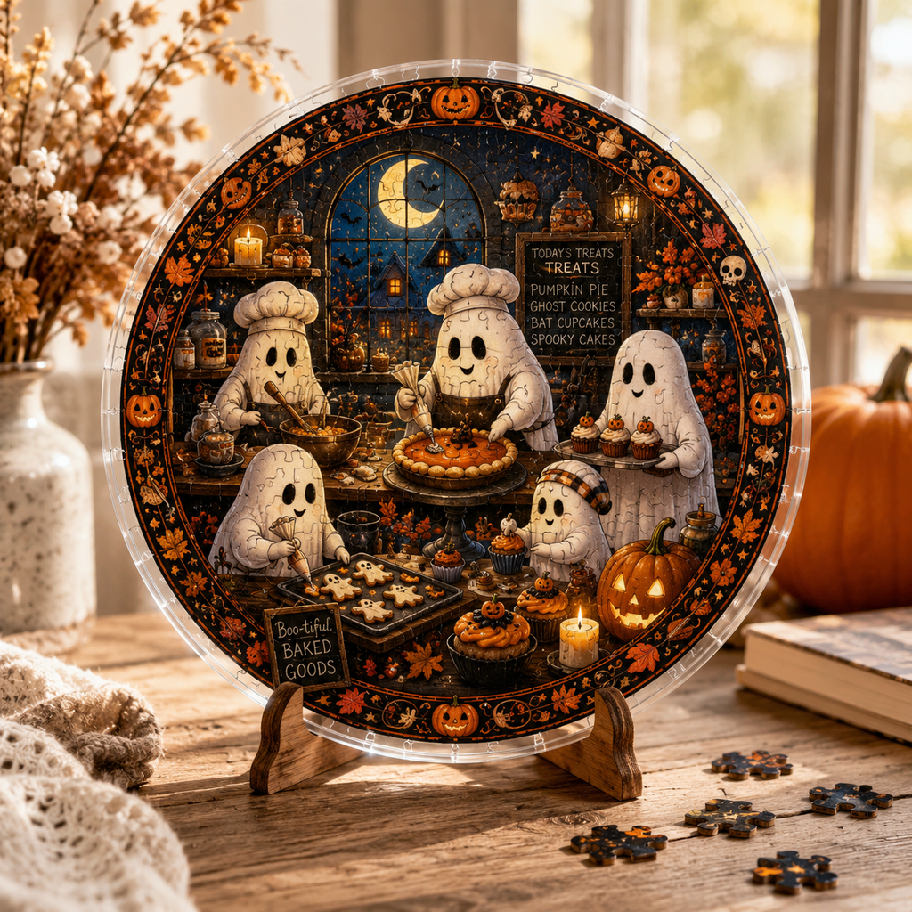 Halloween Acrylic Jigsaw Puzzle Suncatcher - Ghost Bakery Classc