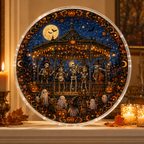 Halloween Acrylic Jigsaw Puzzle Suncatcher - Skeleton Concert Stage