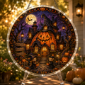 Halloween Acrylic Jigsaw Puzzle Suncatcher - Giant Pumpkin Cottage