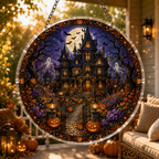 Halloween Acrylic Jigsaw Puzzle Suncatcher - Gothic Manor Path