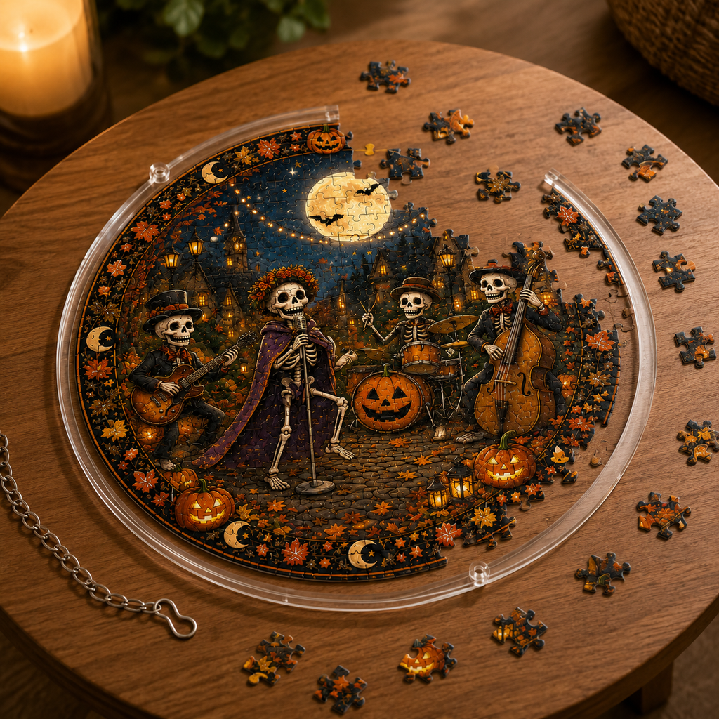 Halloween Acrylic Jigsaw Puzzle Suncatcher - Skeleton Band
