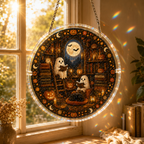 Halloween Acrylic Jigsaw Puzzle Suncatcher - Ghost Library