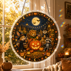 Halloween Acrylic Jigsaw Puzzle Suncatcher - Costume Animals Gathering