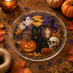 Halloween Acrylic Jigsaw Puzzle Suncatcher - Black Cat & Magic Potion
