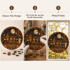 Halloween Acrylic Jigsaw Puzzle Suncatcher - Trick or Treat Animals