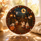 Halloween Acrylic Jigsaw Puzzle Suncatcher - Spooky Street Ghosts