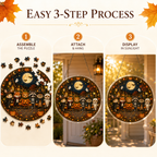 Halloween Acrylic Jigsaw Puzzle Suncatcher - Costume Critters Gathering