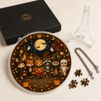 Halloween Acrylic Jigsaw Puzzle Suncatcher - Costume Critters Gathering