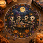 Halloween Acrylic Jigsaw Puzzle Suncatcher - Skeleton Tea Party