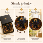 Halloween Acrylic Jigsaw Puzzle Suncatcher - Wizard Cat & Crystal Ball