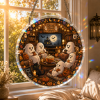 Halloween Acrylic Jigsaw Puzzle Suncatcher - Ghosts Movie Night