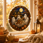 Halloween Acrylic Jigsaw Puzzle Suncatcher - Ghost Dinner Party