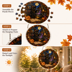 Halloween Acrylic Jigsaw Puzzle Suncatcher - Black Cat Brew Master