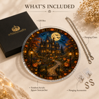 Halloween Acrylic Jigsaw Puzzle Suncatcher - Haunted Mansion Path