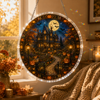 Halloween Acrylic Jigsaw Puzzle Suncatcher - Haunted Mansion Path