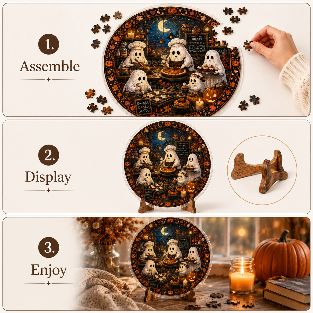 Halloween Acrylic Jigsaw Puzzle Suncatcher - Ghost Bakery Classc