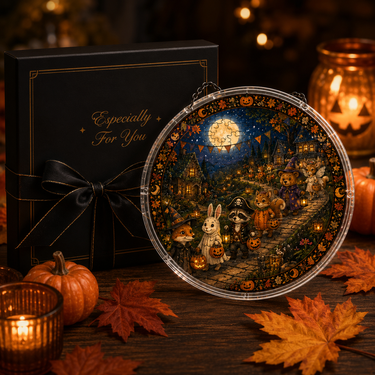 Halloween Acrylic Jigsaw Puzzle Suncatcher - Trick or Treat