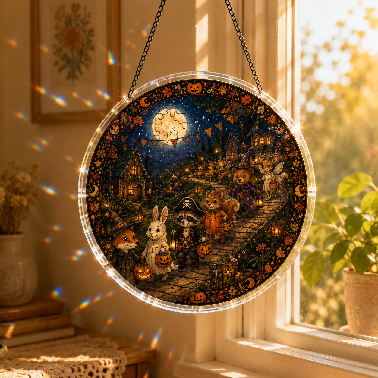 Halloween Acrylic Jigsaw Puzzle Suncatcher - Trick or Treat