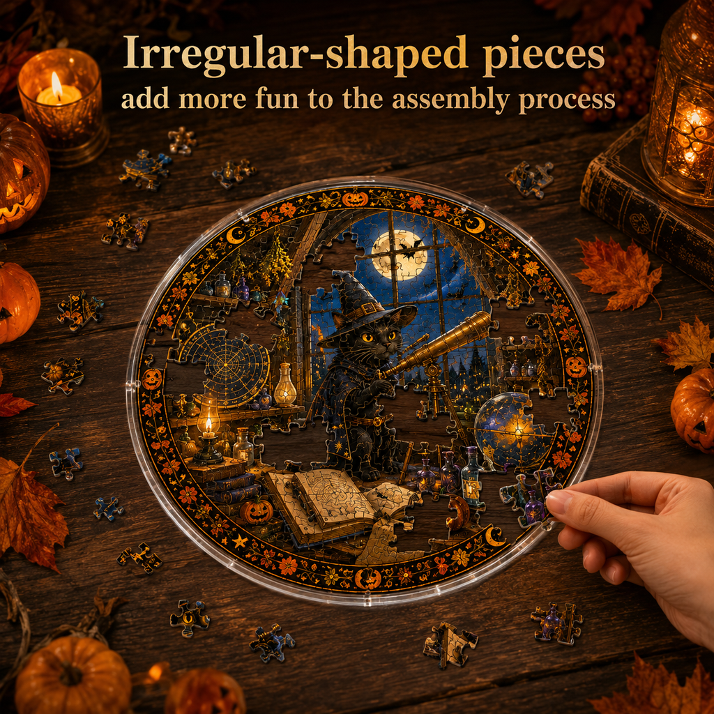 Halloween Acrylic Jigsaw Puzzle Suncatcher - Wizard Observatory