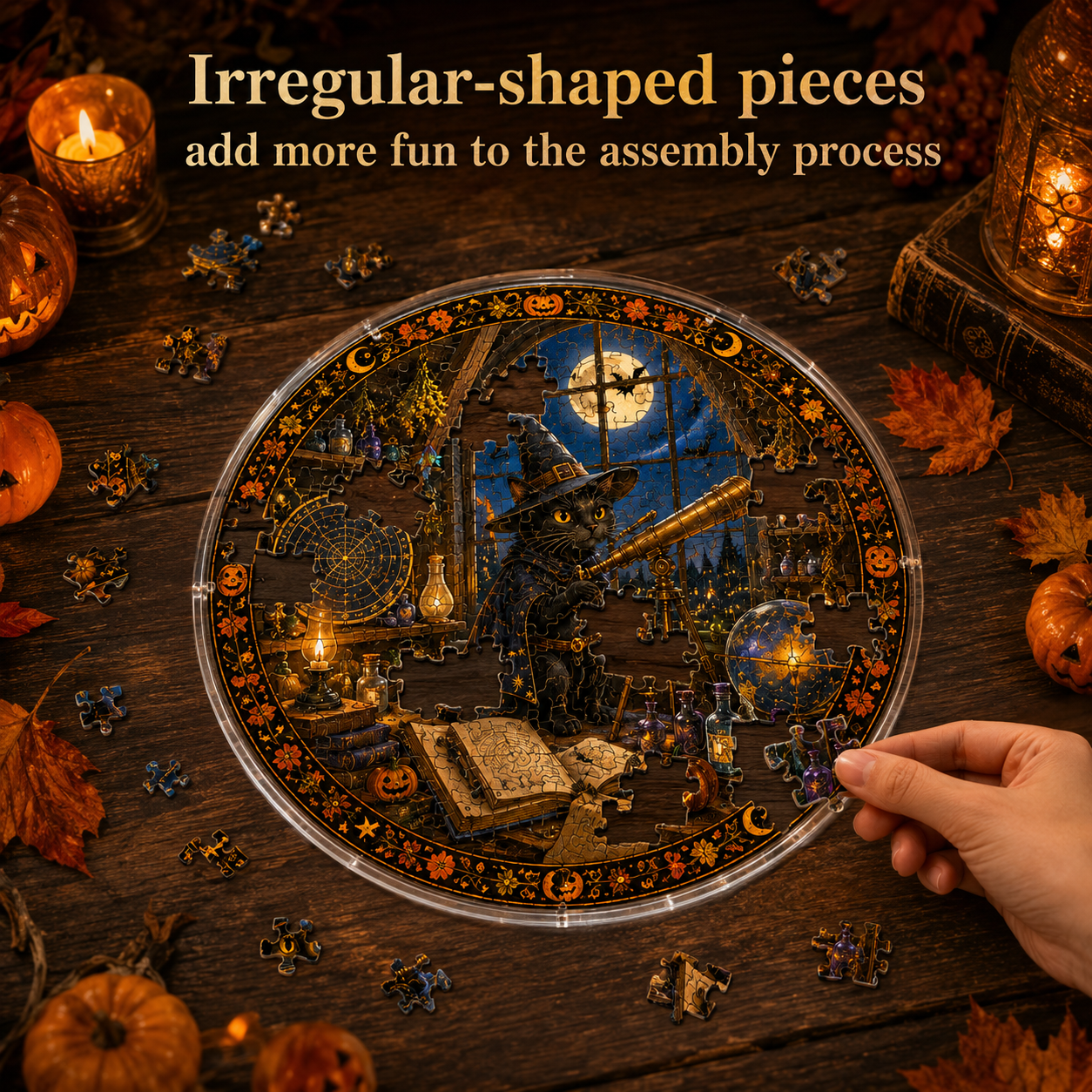 Halloween Acrylic Jigsaw Puzzle Suncatcher - Wizard Observatory