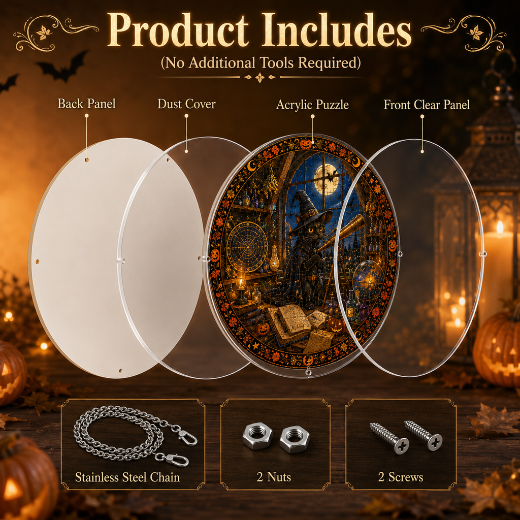 Halloween Acrylic Jigsaw Puzzle Suncatcher - Wizard Observatory