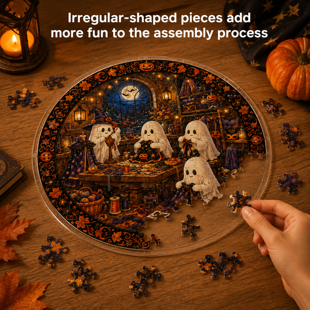Halloween Acrylic Jigsaw Puzzle Suncatcher - Ghost Craft Workshop