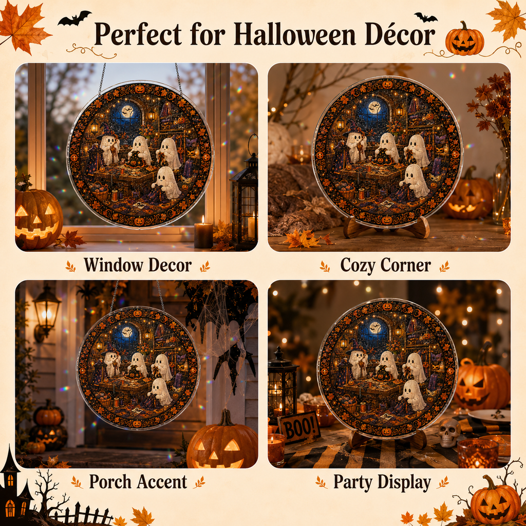 Halloween Acrylic Jigsaw Puzzle Suncatcher - Ghost Craft Workshop