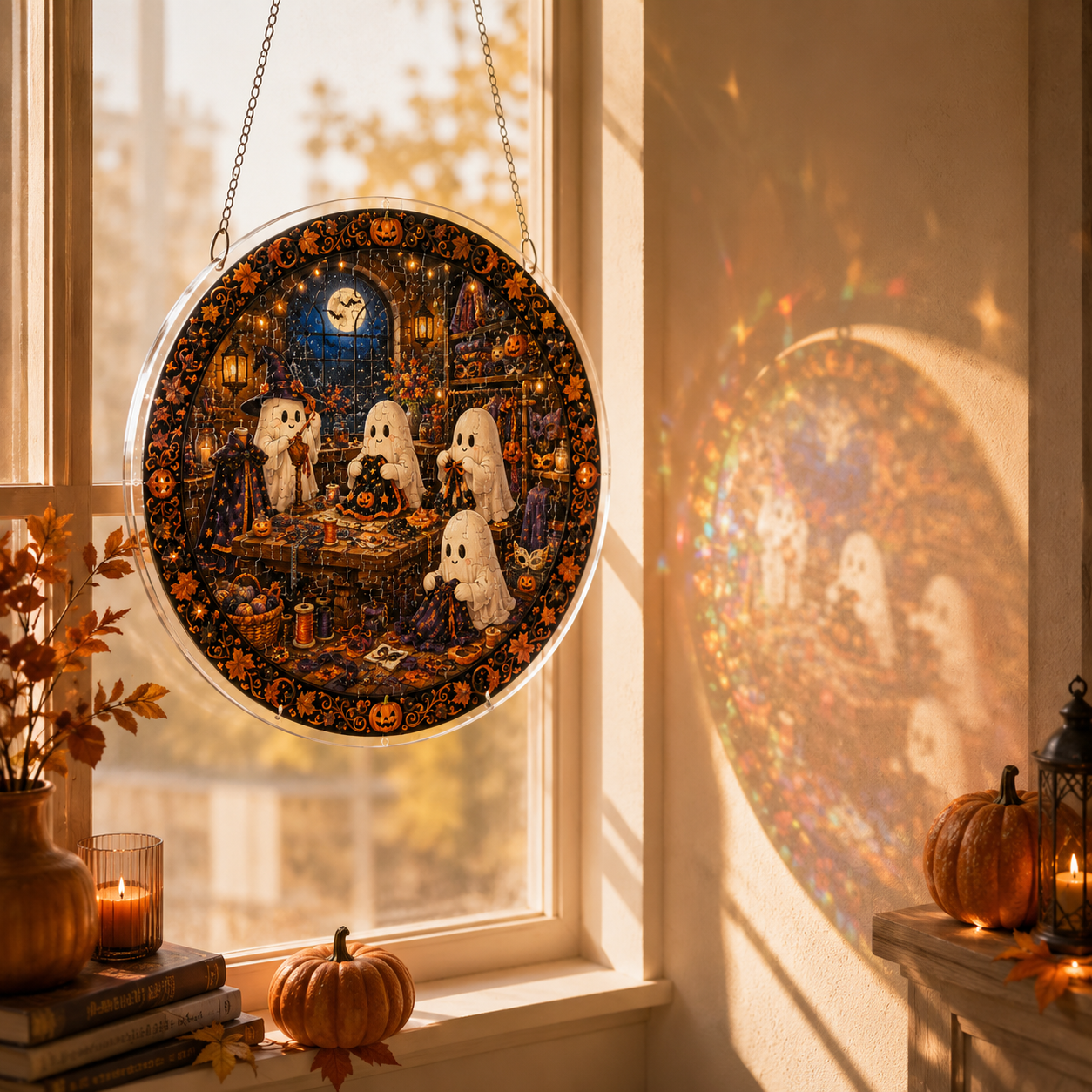 Halloween Acrylic Jigsaw Puzzle Suncatcher - Ghost Craft Workshop